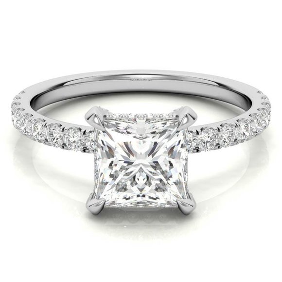 6.5mm- 1.50Ct Princess Moissanite Ring In 14k Gold - Picture 1 of 5